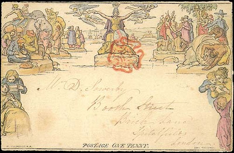 Hand-colored Mulready envelope Hand-colored Mulready envelope