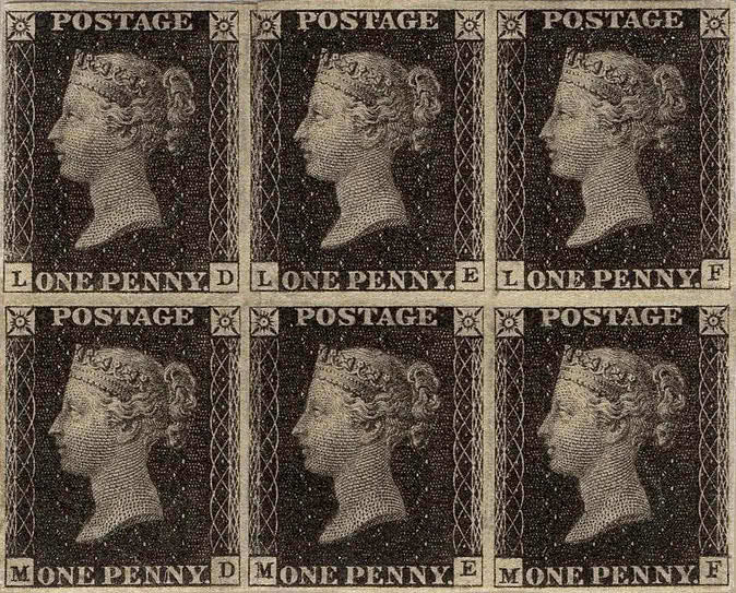 Penny Black, block of six Penny Black, block of six